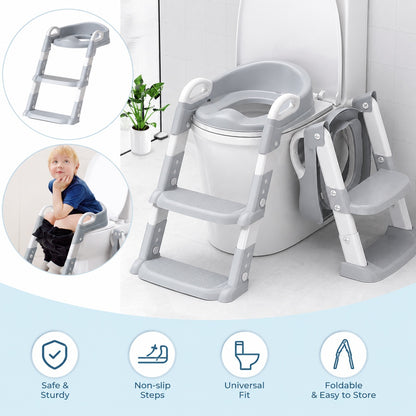 Toddler Adjustable Potty Training Ladder - Grey