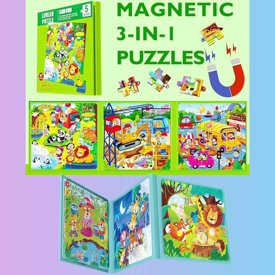 3in1 Magnetic Jigsaw Puzzle Sets - Ages 3+ Years