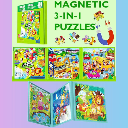3in1 Magnetic Jigsaw Puzzle Sets - Ages 3+ Years