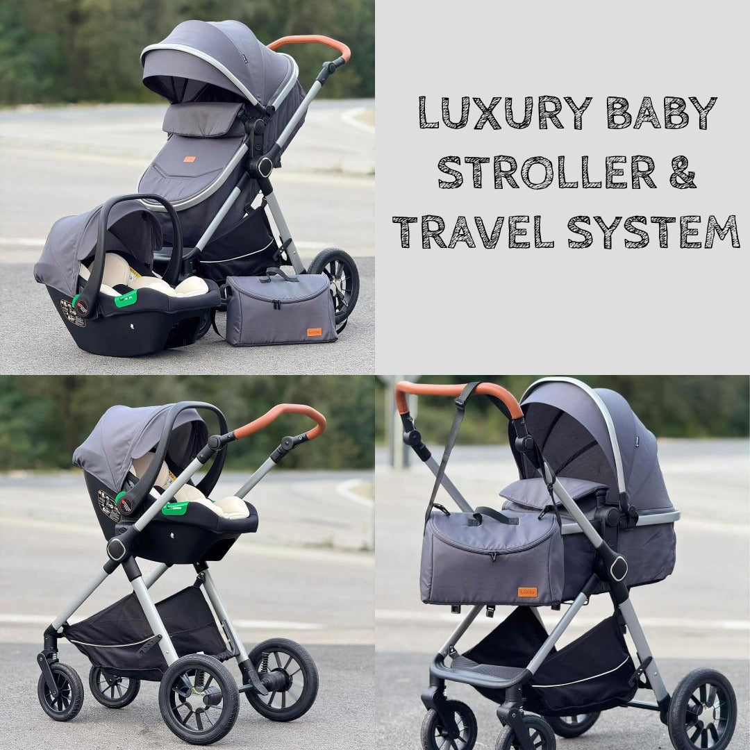 Premium Kidilo Baby Stroller & Travel System - 3 Modes