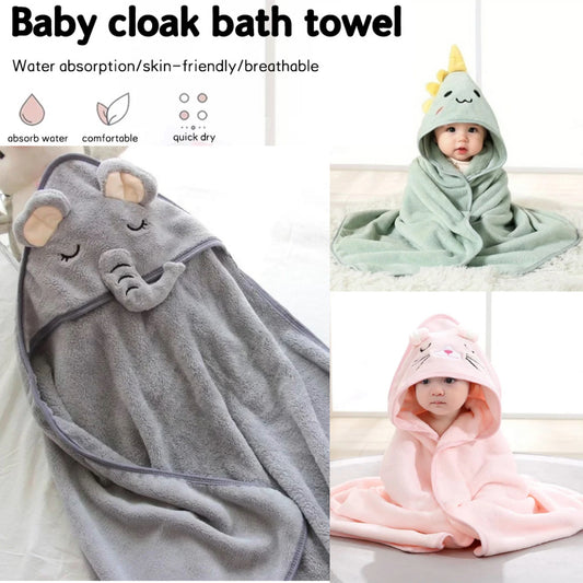 Soft Hooded Baby Bath Towels - Coral Fleece (80cm x 80cm)