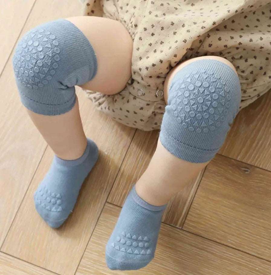 Baby Knee Pads For Crawling - 1 Pair Anti-Slip Soft Cotton Protectors, Adjustable, For Toddlers 3-18 Months, Pink