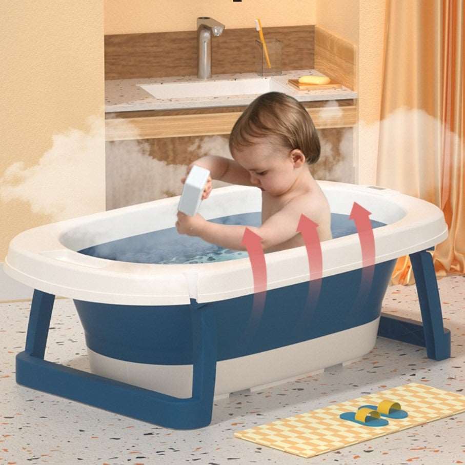 Baby/Toddler Foldable Bathtub - Foldable Baby/Toddler Bathtub With Thermometer - Navy