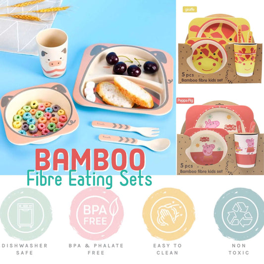 Bamboo Fiber Toddler Eating Sets - Bamboo Fiber Toddler Eating Sets - 5in1