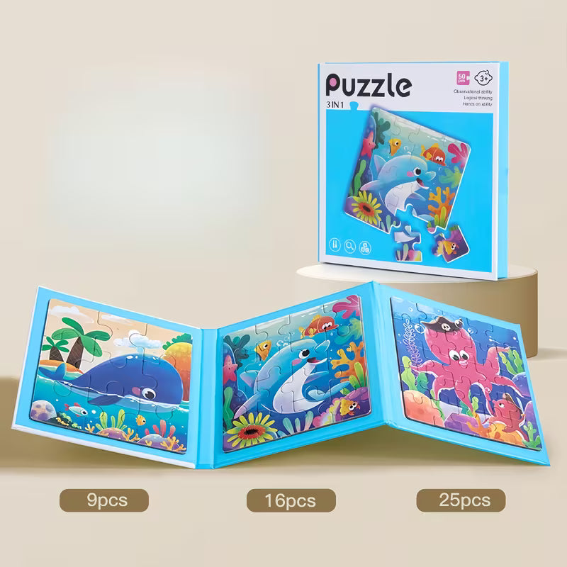 3in1 Mini Magnetic Jigsaw Puzzle Books