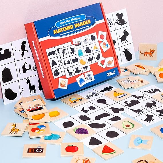 Educatioal Toys - Montessori Shadow Matching Wooden Puzzle Game