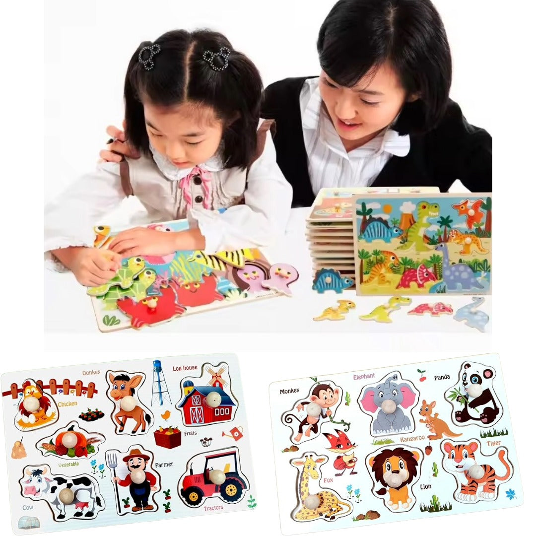 Toddler Wooden Knob Puzzles - Matching Set