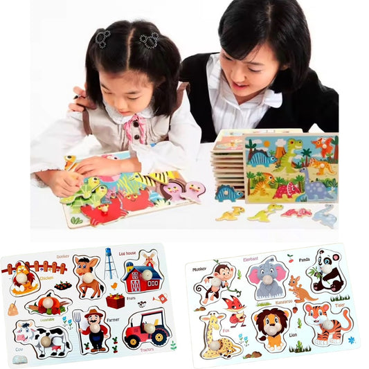 Toddler Wooden Knob Puzzles - Matching Set