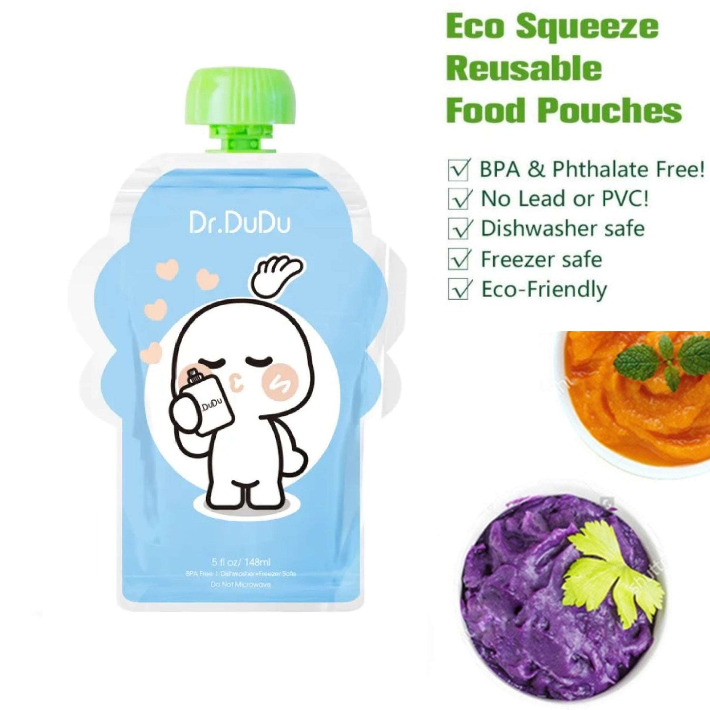 Reusable Food Pouches - Reusable Food Pouches (For Baby Food Or Yogurt) - 5 Pack