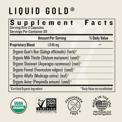 Legendairy Milk Liquid Gold Lactation Support - 60 Capsules