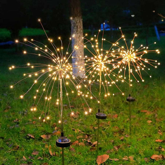 Solar LED Lights - Fireworks Solar Garden LED Lights With Metal Stake