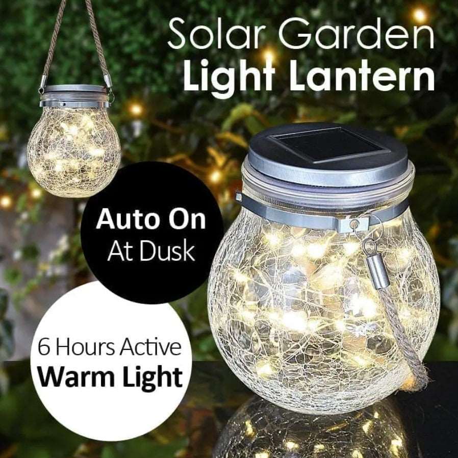 Solar LED Lights - Solar Cracked Lantern Jar LED Lights