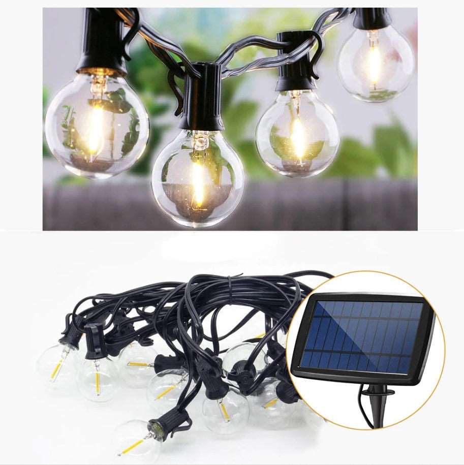 Solar LED String Lights - Solar 25 Bulb String Light - 7.6 Meters Warm White