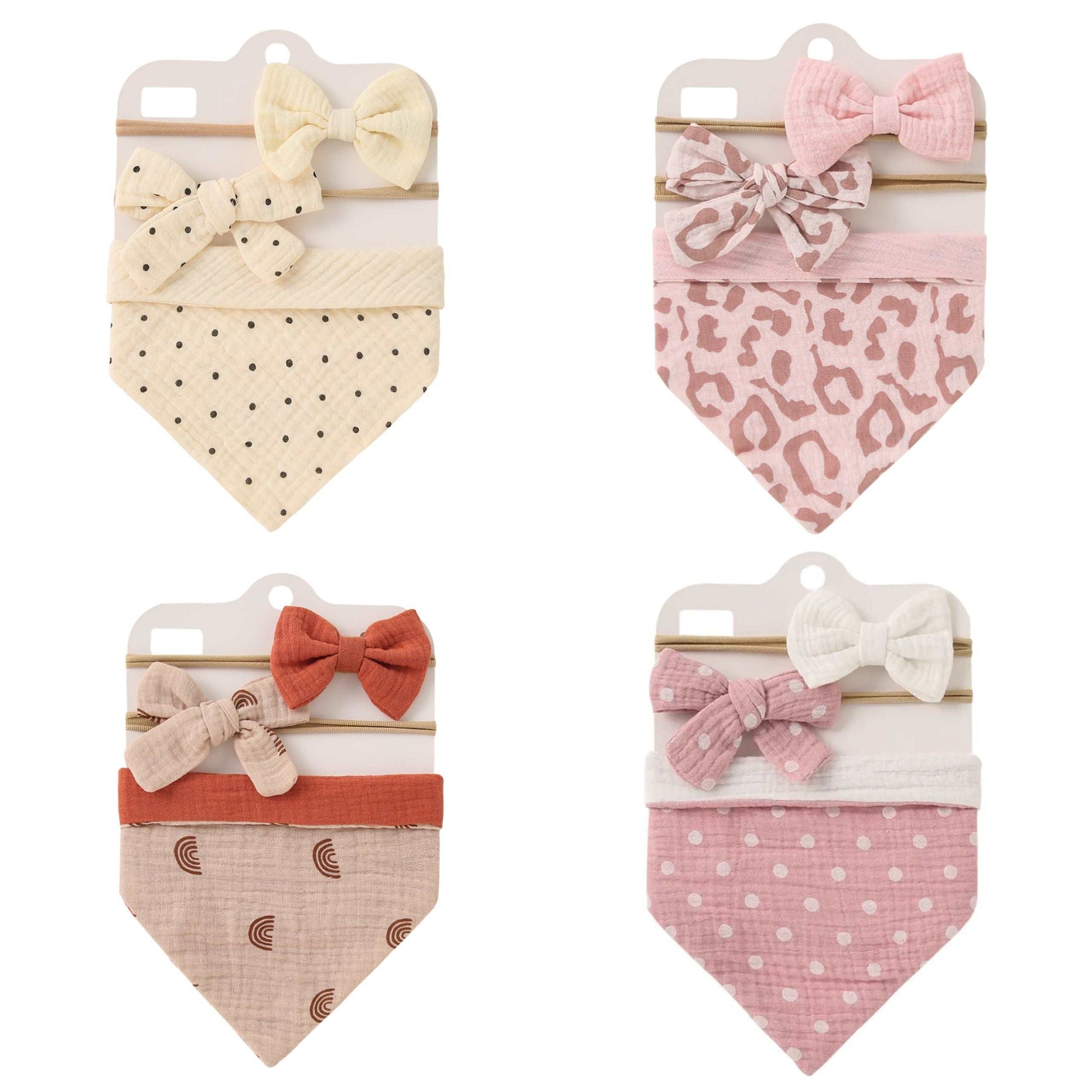 Vintage Baby Bibs - Boho Cotton Baby Bib & Headband Sets - Girls