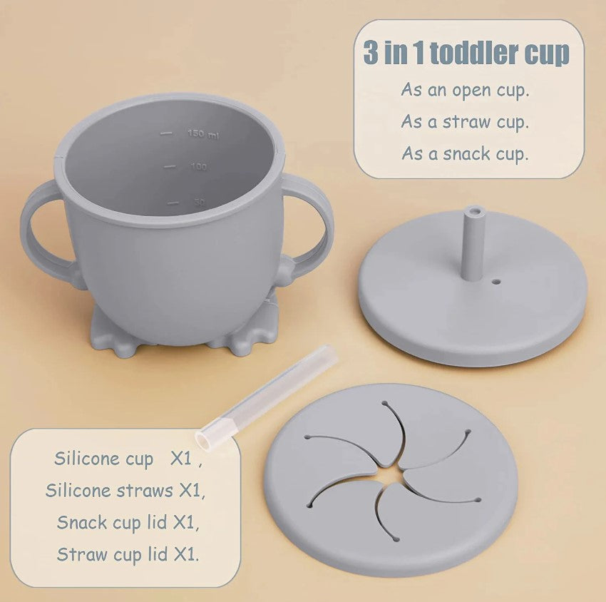 Baby Silicone Products - 3in1 Silicone Drinking & Snack Cup