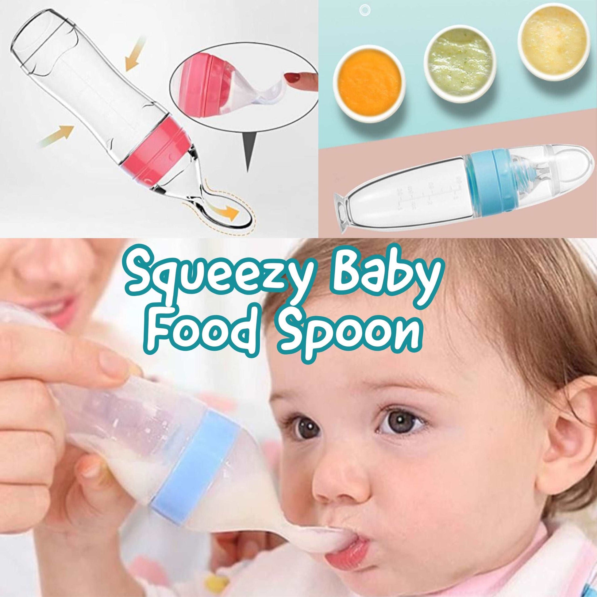 Baby Silicone Products - Baby Silicone Food Feeder With Soft Silicone Spoon - 90ml