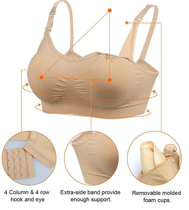 Nursing Push Up Solid Soft Breathable Comfy Front Open Cami Maternity  Bralette Classy Bras Breastfeeding Womens Bras, Beige, Medium : :  Clothing, Shoes & Accessories
