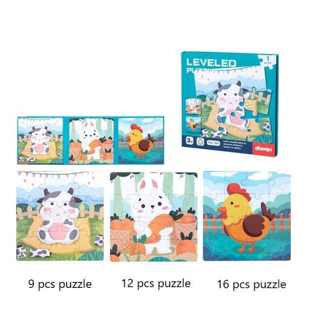 Magnetic Puzzles - Level-Up Kids Magnetic Puzzle Sets 3in1 - Ages 3+ Years